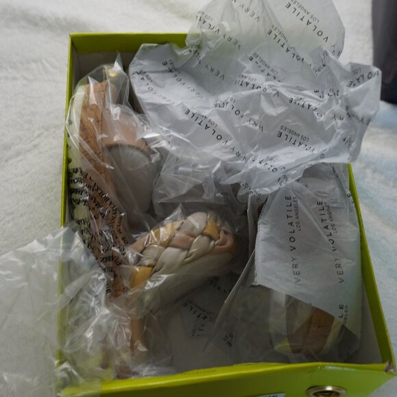 Volatile Jules Slide Sandals Tan Multi Size 8 Braided Platform Cork Wedge - Picture 2 of 7